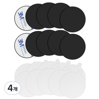 올리보 핸드폰 마그네틱 자석 거치대용 스틸 플레이트 0.4mm 원형 10p + 보호필름 10p, 블랙, 4개