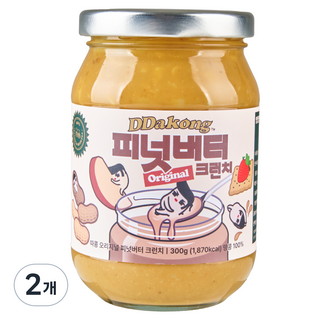 따콩 100% 피넛버터 크런치 잼 300g (2개 세트) 땅콩버터기계