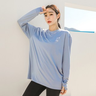 튜브트리 여성용 루즈핏 핑거홀 베이직 래쉬가드 상의 B8204