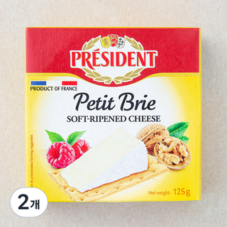 프레지덩 브리 쁘띠 치즈, 125g, 1개입, 2개