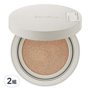 su m 37 甦秘 台灣公司貨 花漾純萃亮采氣墊粉餅 SPF50+/PA+++, 2組, 01 明亮色