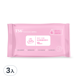 TS6護一生私密護膚柔濕巾3入,私密清潔,溫和呵護,私密濕巾, 3入