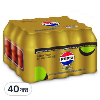 펩시 제로슈거 라임향 제로카페인 무라벨, 40개, 300ml