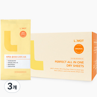 엘모트 퍼펙트 올인원 건조기용 드라이시트 섬유유연제 플로랄 우디 머스크향 본품, 30개입, 3개