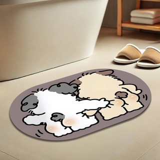 룰루홈 커플 뒷모습 규조토 주방 발매트, 커플멍뭉