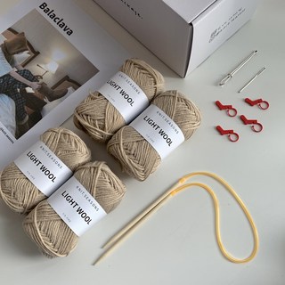 뜨개사계절 DIY 패키지 왕큰 바라클라바 후드넥워머뜨기 중급자 풀패키지, 1세트, 그레이지 대바늘diy