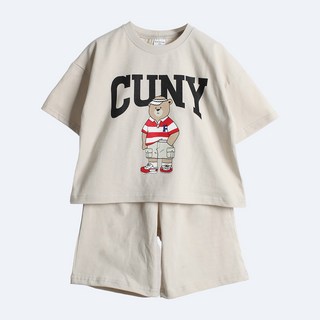 童款CUNY熊短袖T恤+6分短褲套裝 SS22S08