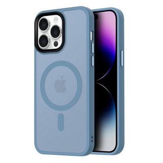 理享家 馬卡龍磨砂磁吸magsafe手機保護殼, iPhone 14 Plus, 遠峰藍色