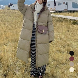 엘쏘 여성용 데일리 캐주얼 무지 심플 롱 패딩