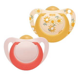NUK Star乳膠安撫奶嘴, S2(6-18個月), 花, 紅色, 2個