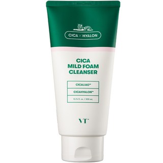 VT COSMETICS 老虎積雪草溫和泡沫洗面乳 CICA MILD FOAM CLEANSER, 深層清潔毛孔 洗去多餘油脂灰塵 鎖住肌膚水分 300ml, 1條
