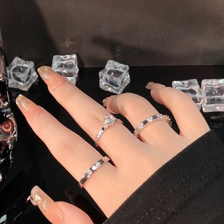 비아워게스트 여성용 큐빅 실버 포인트 반지 3종 세트