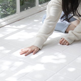 프로메이드 틈없는 조립식 셀프 인테리어 데크타일 스타코, 36개, 아이보리