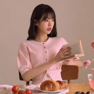 rolarola 女款圓領金釦五分袖開襟衫
