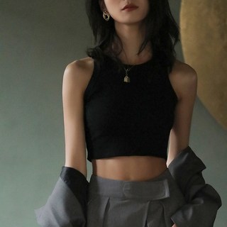 Spect女性款羅紋露臍無袖短版背心