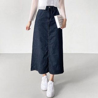 잘빠진 여성용 통기성 썸머 찰랑 롱 데님 스커트