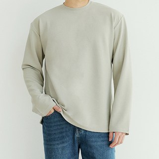 맨타임 남성용 어깨 넓어보이는 머슬핏 무지 라운드 빅사이즈 긴팔 티셔츠