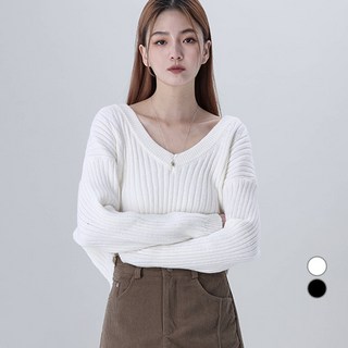 Awesomearound 女款V領短版修身針織衫