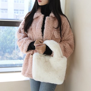 프롬헤븐 퍼밍 페이크퍼 털 토트백
