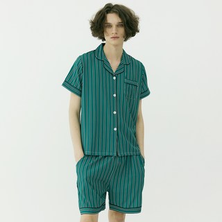 테라우드 스트라이프 냉감 반팔 잠옷 세트