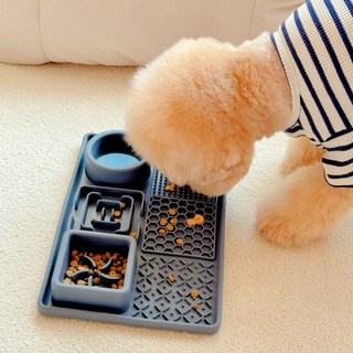 펫카 강아지 실리콘 하이브리드 식판, 그레이, 1개