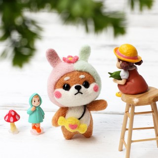 아트조이 DIY 양모펠트 키트, 1세트, 쌍둥이 시바