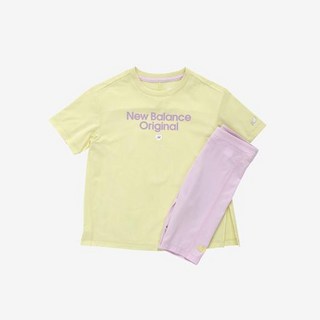뉴발란스키즈 여아용 NBgC Athleisure 롱 티셔츠 + 5부 레깅스 세트