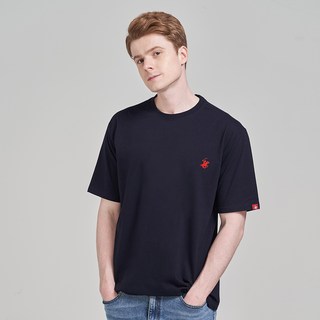 BEVERLY HILLS POLO CLUB 比佛利山莊馬球俱樂部永恆刺繡標誌圓形短袖 T恤 CPS9T00, 深藍色