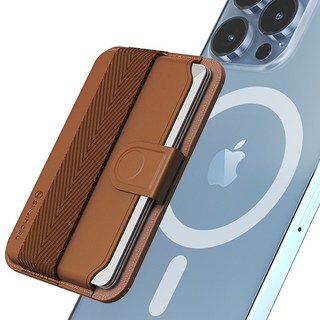 신지모루 맥세이프 M 풀탭 밴드 휴대폰 케이스 카드 지갑 – 브라운, 1개 엘라고맥세이프카드지갑