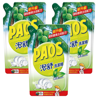 泡舒 洗潔精 綠茶 補充包，溫和不刺激，洗淨力強, 800g, 3包