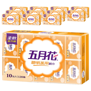 五月花 聰明萬用紙巾 120張, 10包, 12袋