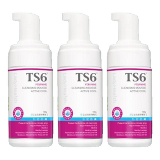 TS6 護一生 沁涼潔淨慕斯, 雙效薄荷涼感, TS-2L益菌精華, 私密肌膚專用, 100g, 3瓶