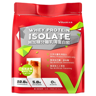 Vilson 米森 無加糖分離乳清蛋白粉 紅茶拿鐵, 無添加人工香料, 無添加代糖 甜味劑, 1kg, 1包