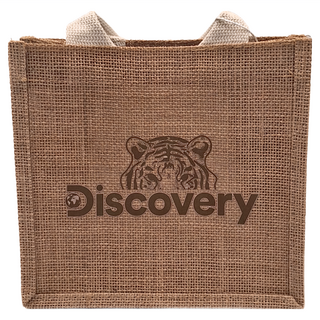 Discovery 輕便棉麻提袋 老虎, 亞麻布材質, 尺寸約22.5*寬13*高20.5cm, 長22.5 x 寬13 x 高20.5cm + 提把10.5cm