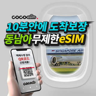 [동남아2개국eSIM] 10분안에 도착보장 싱가포르 말레이시아 LTE 완전무제한 이심 eSIM 코코 e심 유심