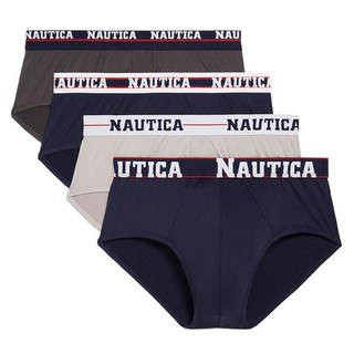 Nautica 남성용 마이크로 스트레치 복서 브리프 4팩 피코트 모듬 Wb 4개 라지