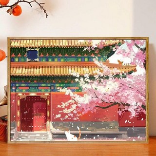 이동식 TV 거치대 스탠드 tv 모니터 삼탠바이미, 물감붓액세서리 클래식, 40x50 내부 프레임 2.5cm 두께 D, 고궁 벚꽃 고양이 18, 1개