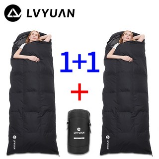 녹원 거위털 1500g 군용 구스 침낭 캠핑 사계절 이불 차박 백패킹 동계 겨울 버닝, 블랙, 2개