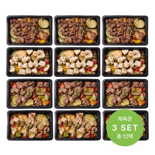 고기 듬뿍! 단백질에 집중한 체육관 도시락 4종 3세트, 360g, 12개