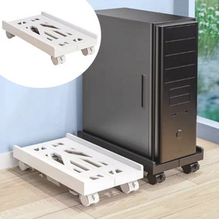 컴퓨터 본체 받침대 PC 이동식 선반 화이트, 1개