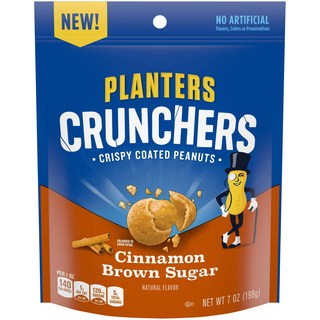 Planters Crunchers Cinnamon Brown Sugar Peanuts (7 oz Bag) 플랜터스 크런처 시나몬 흑설탕 땅콩(7온스 봉지), 1개, 198g