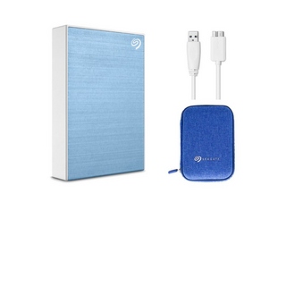 씨게이트 One Touch HDD 외장하드 데이터복구+암호화 기능+파우치+USB케이블, 5TB, Light Blue