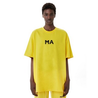 MANSIONAIR 옐로 라운드 박스 티셔츠