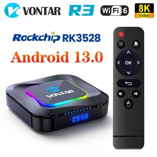 VONTAR 구글 보이스 셋톱 박스 R3 TV 박스 안드로이드 130 록칩 RK3528 쿼드 코어 Cortex A53 지지대 8K 4K HDR10 BT50 Wifi6, 23)영국 플러그 2G 16G, 1개
