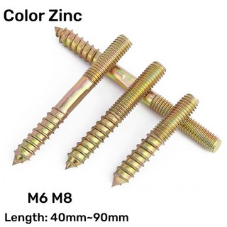 행어 볼트 호환 목재금속 다월 양면 가구 고정 셀프 태핑 나사 목재 스레드 스터드 가정용 DIY M6 M8 5 개, 05 M6x50mm, 01 5pcs