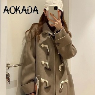 AOKADA 추동 떡볶이코트 빈티지 학원풍 자켓 여성코트 롱코트 울코트