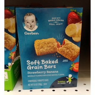 Gerber Soft Baked Grain Bars 거버 소프트 귀리 바 딸기 바나나(12개월이상), 딸기 바나나, 156g, 2개