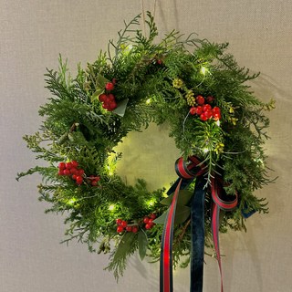 생화 크리스마스 리스 만들기 DIY KIT 인테리어 소품 만들기 수업 재료 학교 단체 원데이 그린7종, 20cm리스틀/그린7종, 청록벨벳리본1개, 1개
