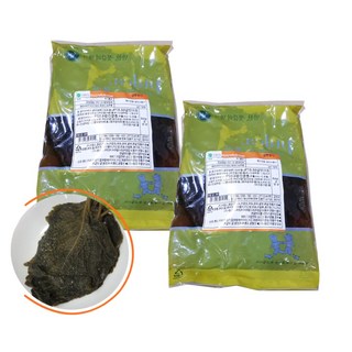 간장 깻잎 장아찌 삭힌 절임 x2 고기 쌈 깨잎 무침 김치 반찬 짱아치 값싼 업소용 대용량 식당용, 2개, 1kg