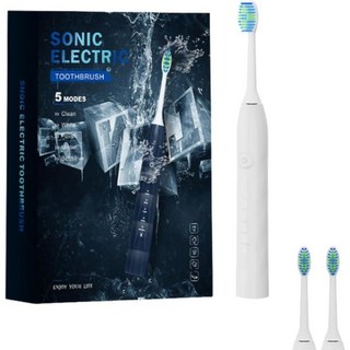 성인용 소닉 전기 칫솔 – 5가지 모드 부드러운 칫솔모 스마트 타이머 USB 충전식 IPX7 방수 교체용 헤드 2개 포함 깊은 치아 세정, 성인용 소닉 전기 칫솔 – 5가지 모드, 부드러운 칫솔